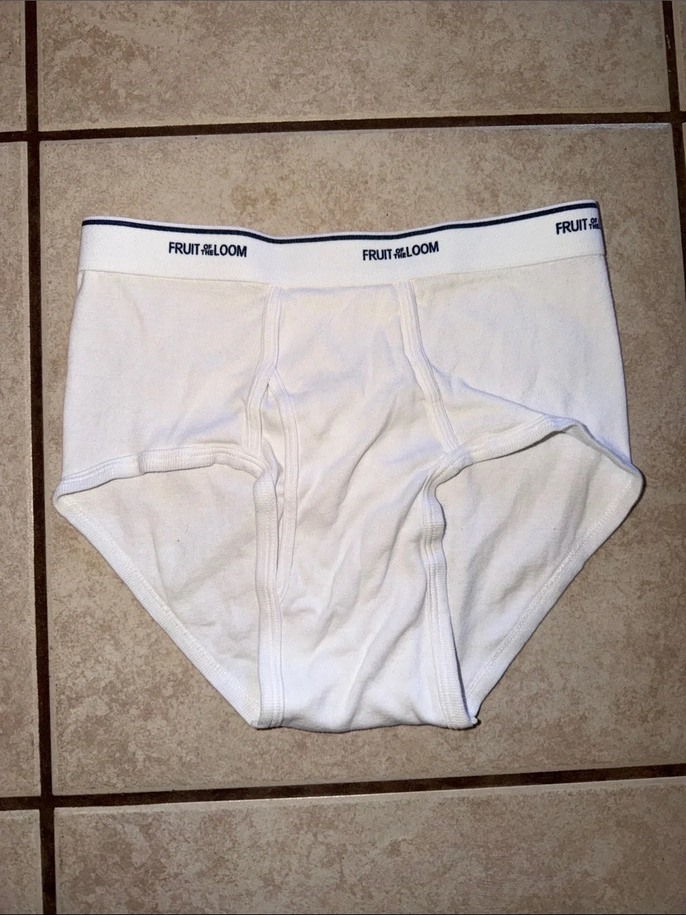 Fruit of the Loom White Men’s Cotton Briefs with Logo Waistband